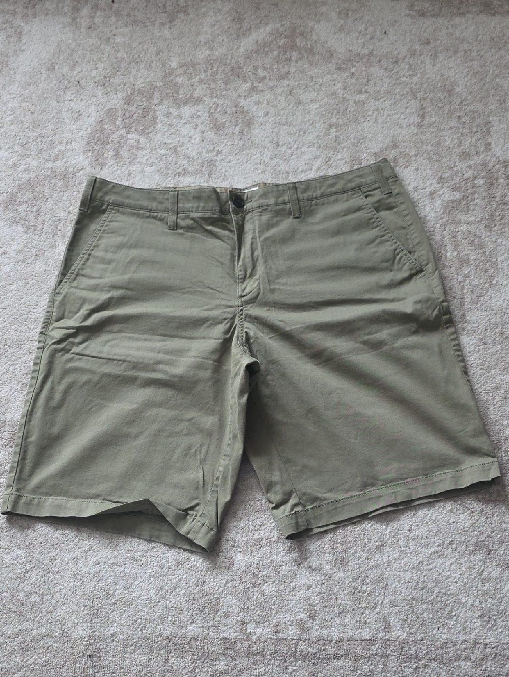 Timberland Olive Green Flat-Front Cotton Shorts